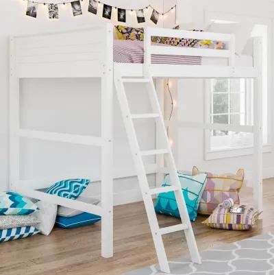 DHP Carlson Full Size Wooden Loft Bed with Ladder and Safety Railings