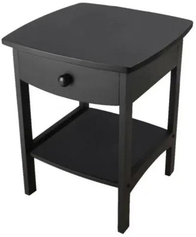 Black 1-Drawer Bedroom Nightstand Contemporary End Table