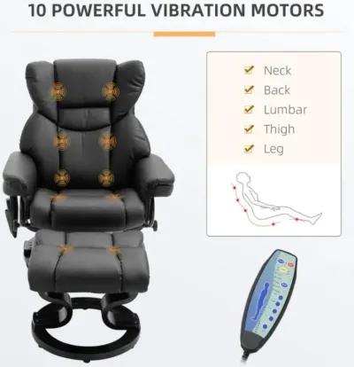 Adjustable Faux Leather Remote Massage Recliner Chair w/ Ottoman