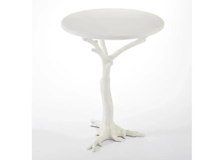 White Faux Bois Side Table