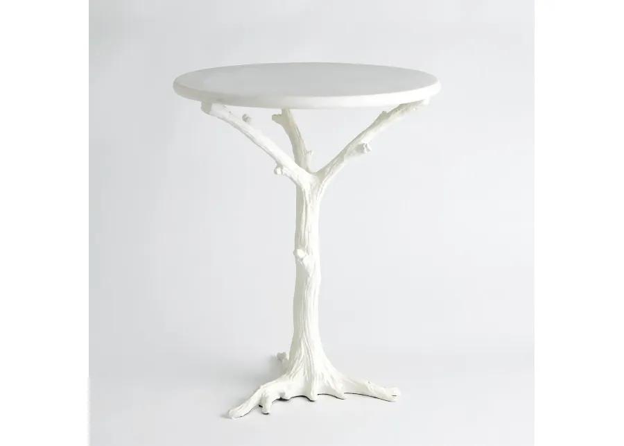 White Faux Bois Side Table