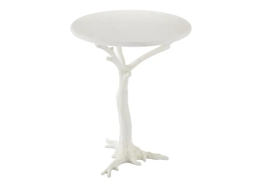 White Faux Bois Side Table