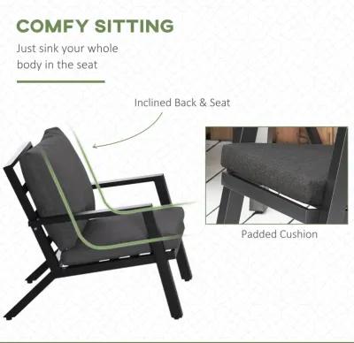 Black Backyard Chat: 4-Piece Patio Set with Cushioned Seating