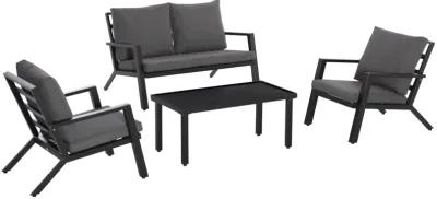 Black Backyard Chat: 4-Piece Patio Set with Cushioned Seating