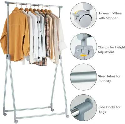 Extendable Foldable Heavy Duty Clothing Rack with Hanging Rod