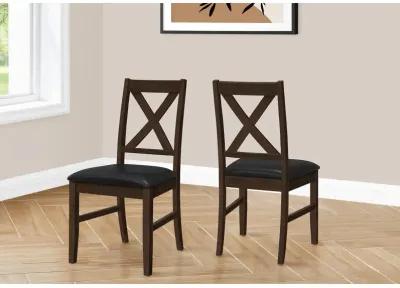 Monarch Specialties I 1333 -  Dining Chair, 37" Height, Set Of 2, Dining Room, Kitchen, Side, Upholstered, Brown Solid Wood, Brown Leather Look, Transitional