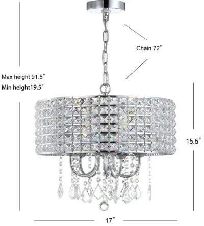 Reese Metal/Crystal LED Adjustable Drop Chandelier