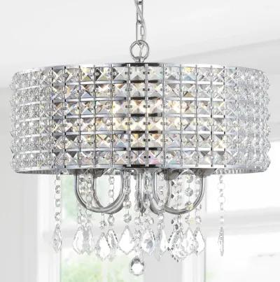 Reese Metal/Crystal LED Adjustable Drop Chandelier