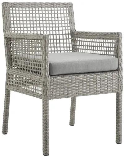 Modway Aura Wicker Rattan Outdoor Patio Dining Arm Chair with Cushion in Gray Gray