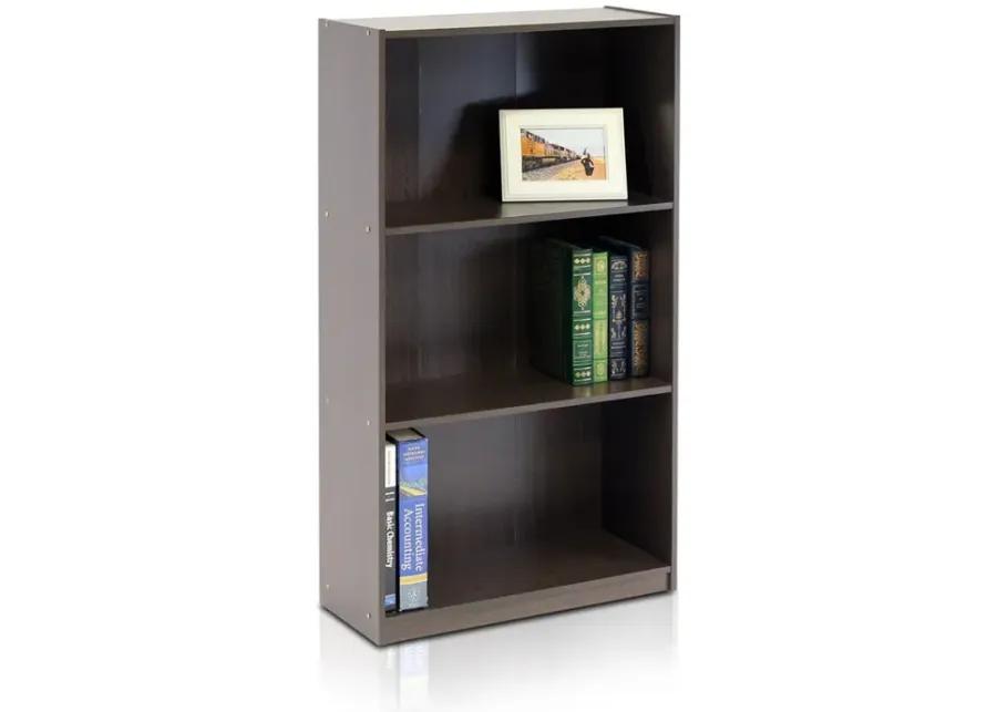 Basic 3-Tier Bookcase Storage Shelves,Dark Brown