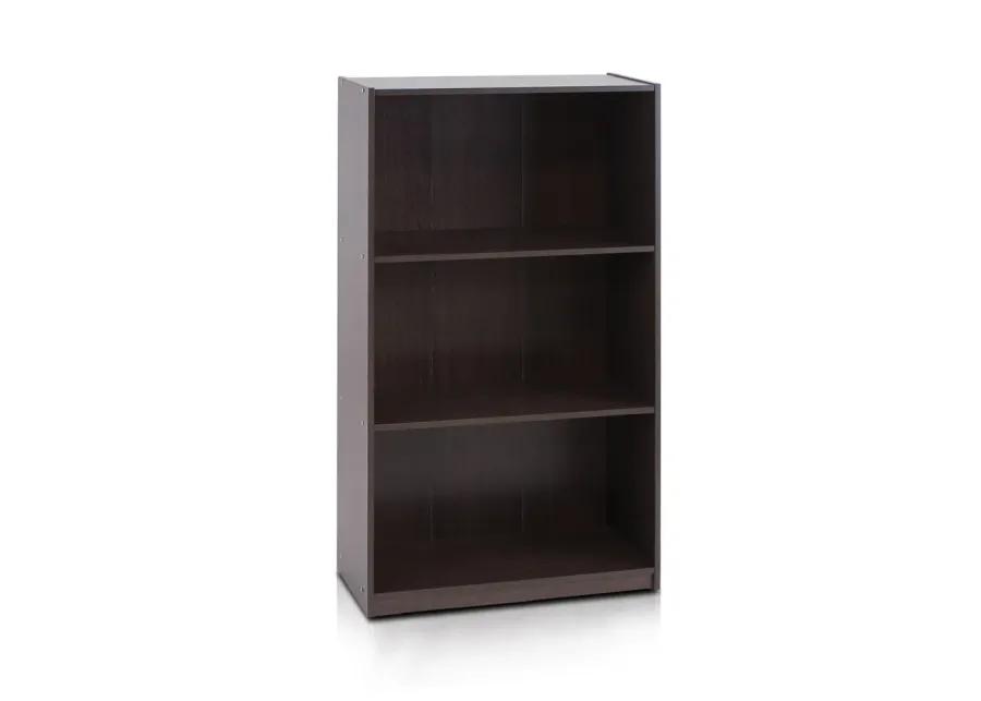 Basic 3-Tier Bookcase Storage Shelves,Dark Brown