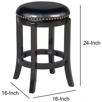 Nailhead Trim Round Leatherette Swivel Counter Stool with Flared Leg