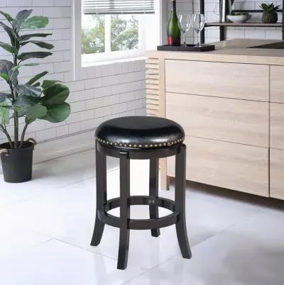 Nailhead Trim Round Leatherette Swivel Counter Stool with Flared Leg