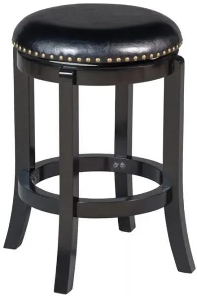 Nailhead Trim Round Leatherette Swivel Counter Stool with Flared Leg