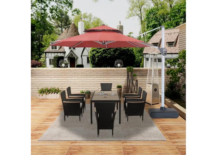 MONDAWE 11ft 2-Tier Square Cantilever Outdoor Patio Umbrella with Included Cover