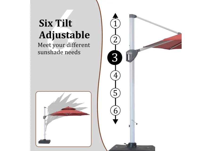 MONDAWE 11ft 2-Tier Square Cantilever Outdoor Patio Umbrella with Included Cover