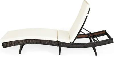 Patio Folding Adjustable Rattan Chaise Lounge Chair with Cushion