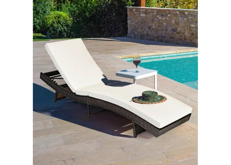 Patio Folding Adjustable Rattan Chaise Lounge Chair with Cushion