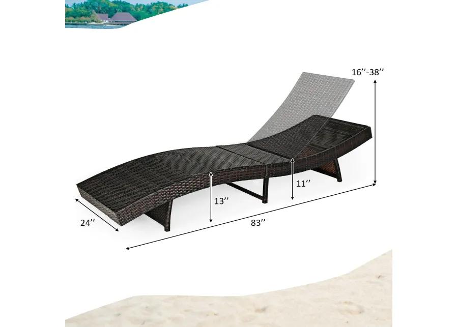 Patio Folding Adjustable Rattan Chaise Lounge Chair with Cushion