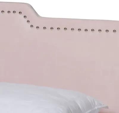 Baxton Studio Benjen Glam Light Pink Velvet Fabric Upholstered Queen Size Panel Bed