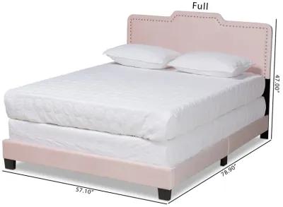 Baxton Studio Benjen Glam Light Pink Velvet Fabric Upholstered Queen Size Panel Bed