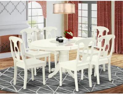 East West Furniture Dining Room Set Linen White, AVKE7-LWH-W