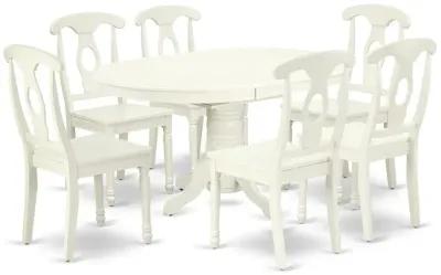 East West Furniture Dining Room Set Linen White, AVKE7-LWH-W