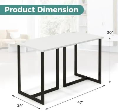 Modern Computer Desk 47 Inch Writing Study Table with Metal Frame