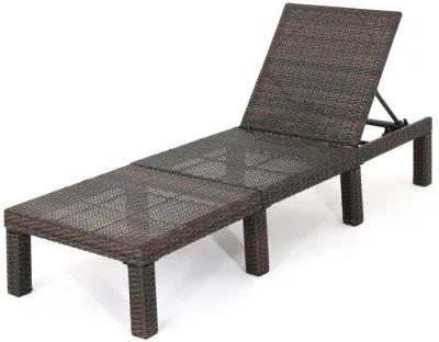 Jamia Chaise Lounger, Brown Wicker, Iron, Adjustable Backrest, 77 Inch