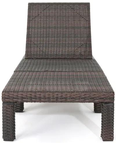 Jamia Chaise Lounger, Brown Wicker, Iron, Adjustable Backrest, 77 Inch