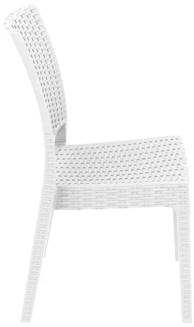 34" White Patio Wickerlook Stackable Dining Chair