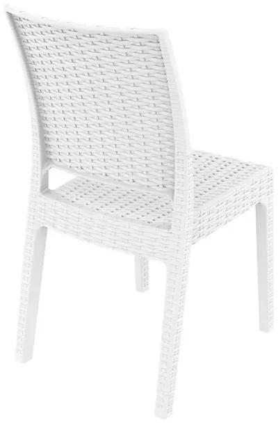 34" White Patio Wickerlook Stackable Dining Chair