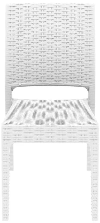 34" White Patio Wickerlook Stackable Dining Chair