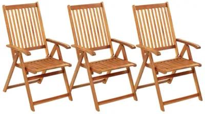 vidaXL Folding Garden Chairs 3 pcs with Cushions Solid Acacia Wood