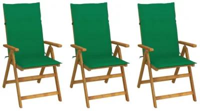 vidaXL Folding Garden Chairs 3 pcs with Cushions Solid Acacia Wood