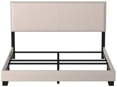 Ivory Upholstered Eastern King Bed-Benzara