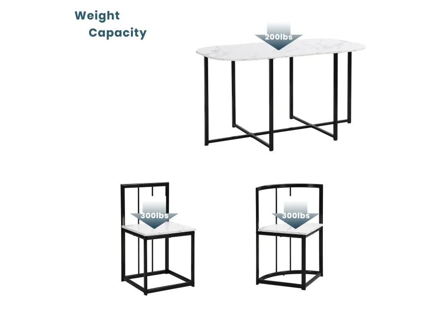 Modern 7-Piece Dining Table Set with 6 Stools