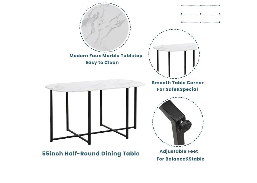 Modern 7-Piece Dining Table Set with 6 Stools