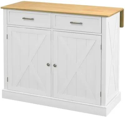 HOMCOM Kitchen Island with Drop Leaf Kitchen Cart with Storage Dark Gray