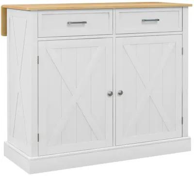 HOMCOM Kitchen Island with Drop Leaf Kitchen Cart with Storage Dark Gray