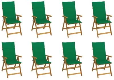 vidaXL Folding Patio Chairs with Cushions 8 pcs Solid Acacia Wood