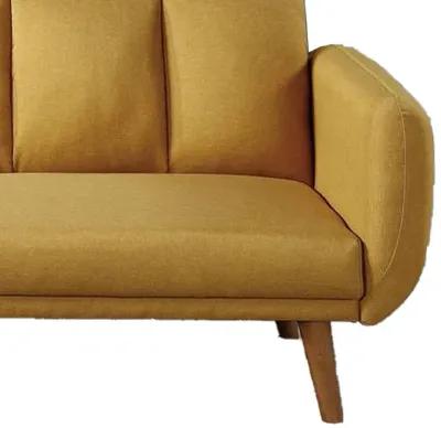 Adjustable Upholstered Sofa with Track Armrests and Angled Legs, Yellow