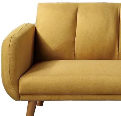 Adjustable Upholstered Sofa with Track Armrests and Angled Legs, Yellow