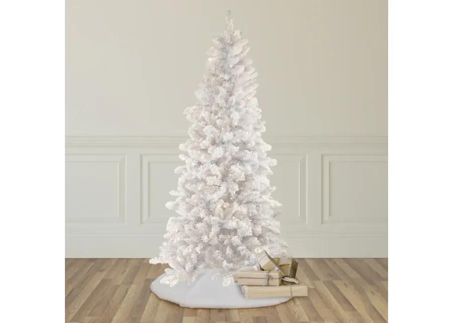 6.5' Pre-Lit Medium Flocked Norway Pine Artificial Christmas Tree  Warm White LED Lights