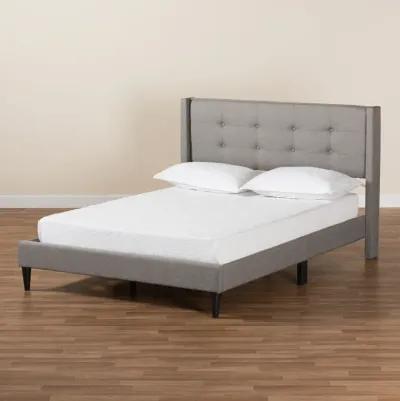 Baxton Studio Casol Mid-Century Modern Grey Fabric Upholstered Queen Size Platform Bed