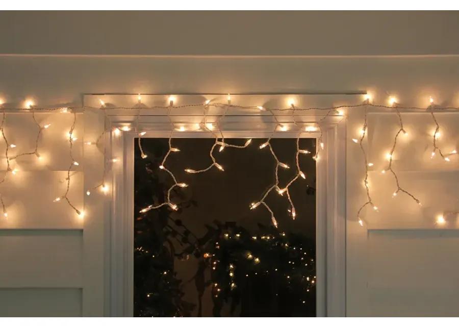 300 Clear Mini Icicle Christmas Lights - 13.5 ft White Wire