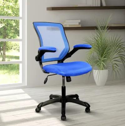 Mesh Task Office Chair With Flip Up Arms, Blue