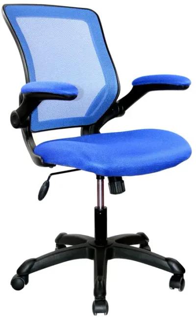 Mesh Task Office Chair With Flip Up Arms, Blue