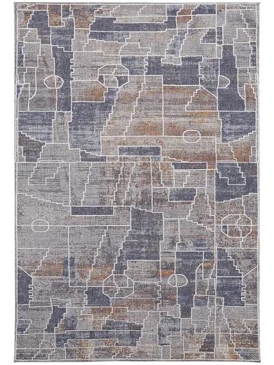 Francisco 39D4F Blue/Gray/Orange 2'10" x 8' Rug