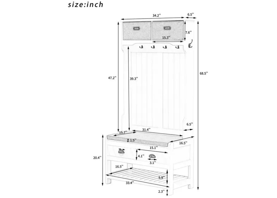 Merax Hall Tree with Bench and Shoes Storage